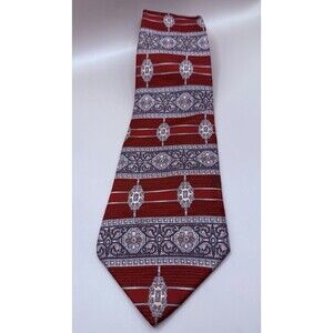 Don Loper Beverly Hills MENS TIE NECKTIE Burgundy Gray Silver Gold